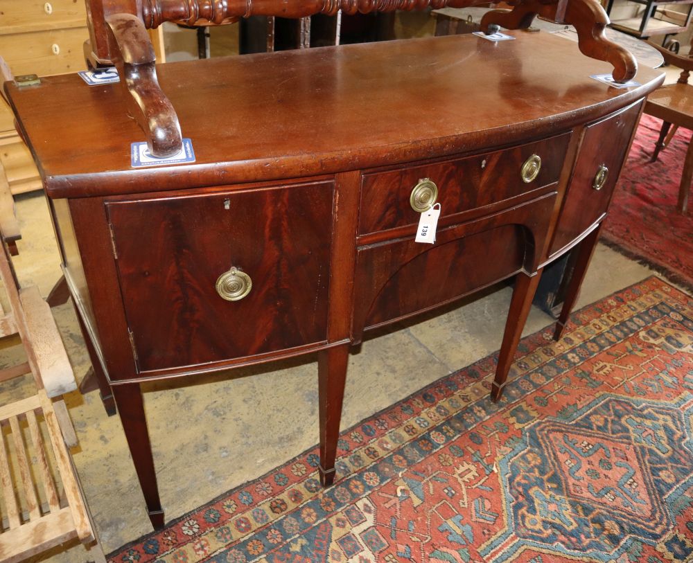 A George III style mahogany bow front sideboard, W.156cm, D.62cm, H.96cm